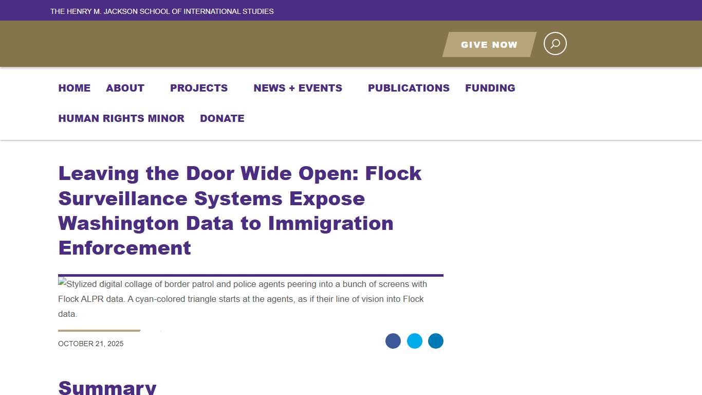 Leaving the Door Wide Open: Flock Surveillance Systems Expose Washington Data to Immigration Enforcement - Center for Human Rights